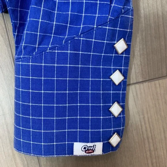 Cruel Girl Long Sleeve Blue White Check Western Shirt M - Picture 5 of 12